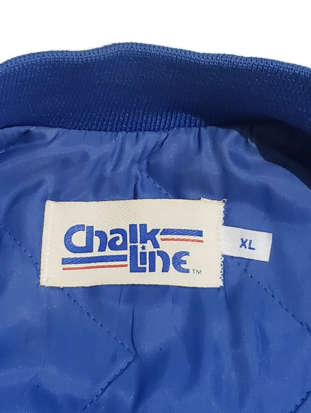 Vintage 1990 Chalk Line Mens NFL NY Giants Bomber Jacket Spellout Back Size XL
